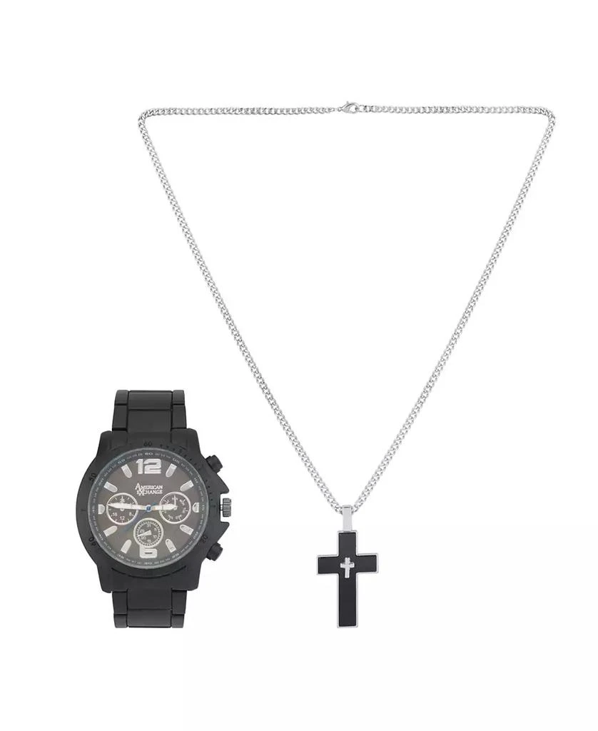 American Exchange Men's Quartz Black Alloy Watch 46mm Gift Set 1
