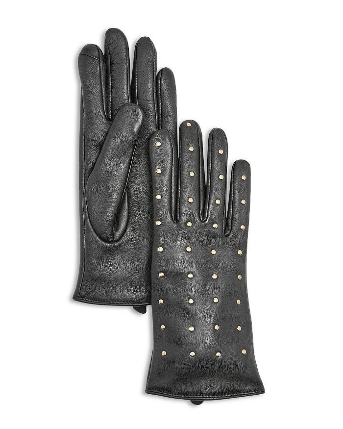 AQUA Stud Embellished Leather Gloves - Exclusive