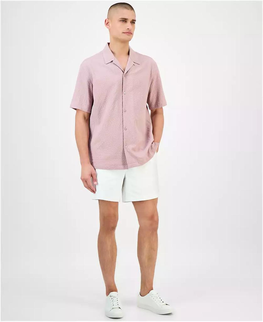 Macy's Alfani Men's Short Sleeve Puckered Button-Front Camp Shirt, Exclusively at Macy's