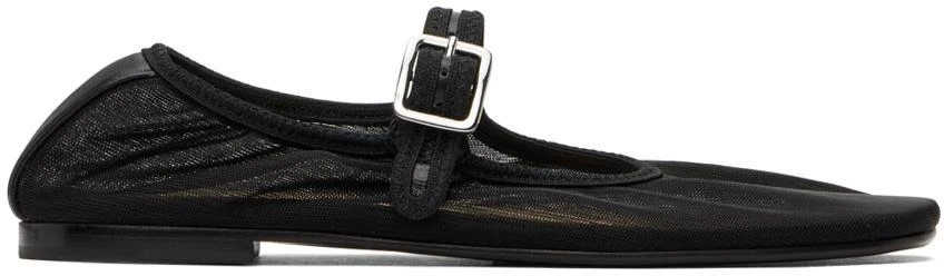 Sandy Liang SSENSE Exclusive Black Mary Jane Mesh Ballerina Flats 1