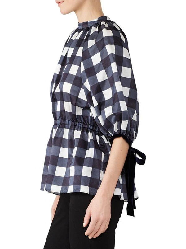 MOTHER OF PEARL Plaid Mock Turtleneck Longline Top 3