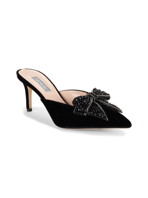 SJP by Sarah Jessica Parker Marvel Crystal Velvet Bow Heel Mules