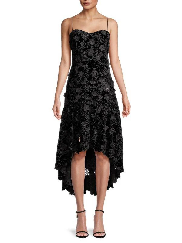 UNGARO Alexa Floral Velvet Midi-Dress 1