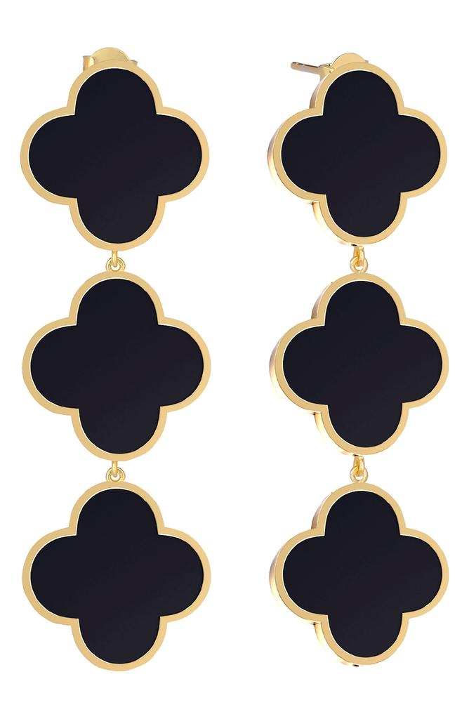Gabi Rielle Onyx Triple Clover Drop Earrings