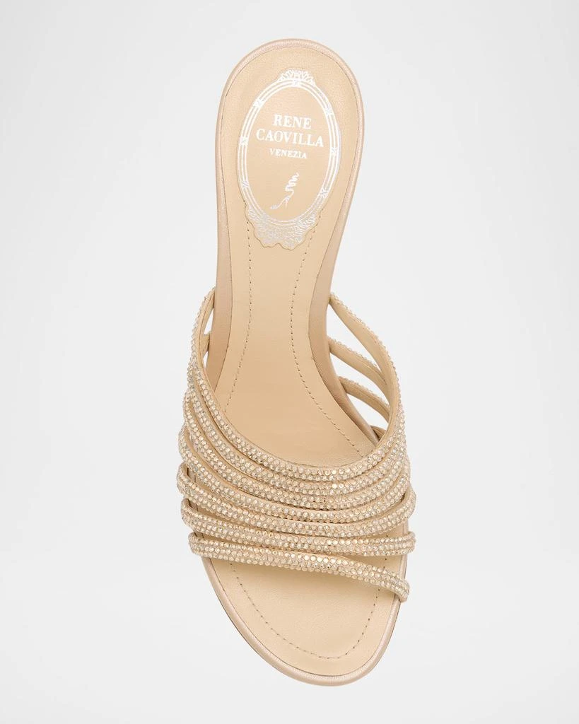 Rene Caovilla Satin Crystal-Embellished Strappy Wedge Slides 3