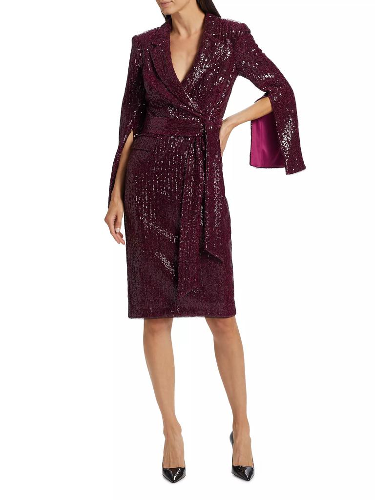 Badgley Mischka Sequined Blazer Sheath Dress