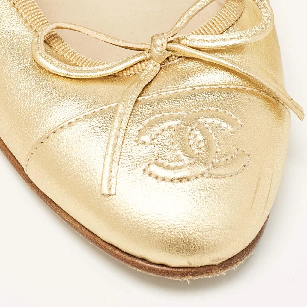 Chanel Chanel Gold Leather Cap Toe CC Bow Ballet Flats Size 35.5 9
