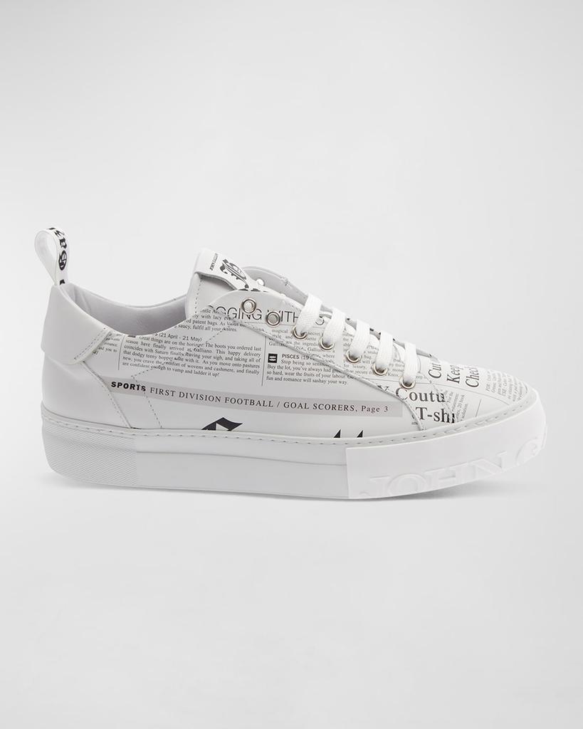 John Galliano Paris Men's Newspaper Gazette Flatform Low-Top Sneakers
