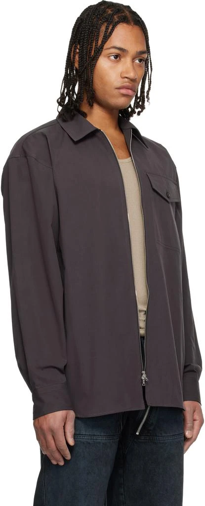 Dries Van Noten Brown Cotton Zipped Shirt 2