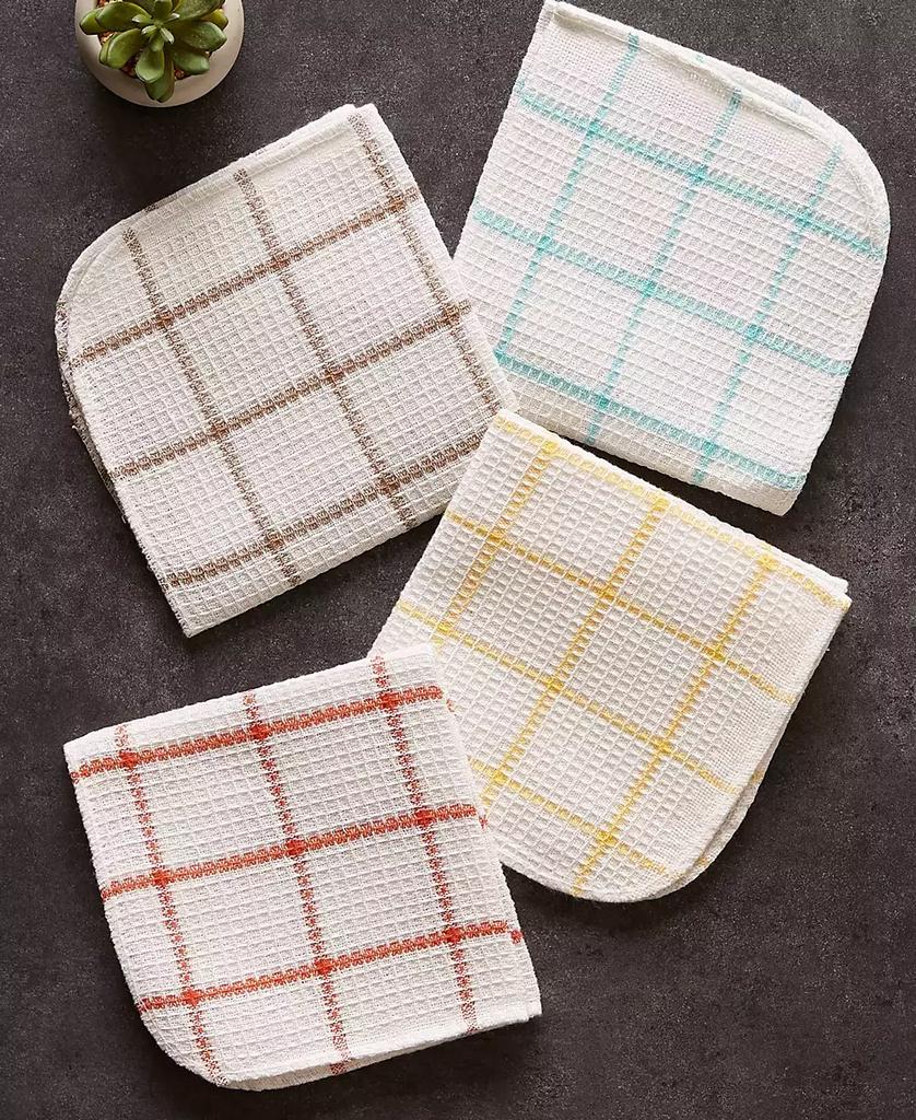 Design Imports Scrubber Dishcloths Collection Windowpane Dishrag Set, 12x12", White/Aqua Stripe, 6 Piece