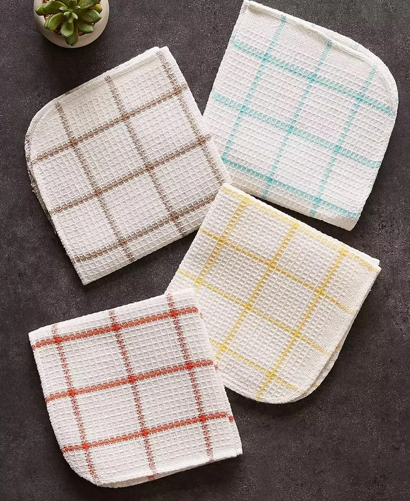 Design Imports Scrubber Dishcloths Collection Windowpane Dishrag Set, 12x12", White/Stone Stripe, 6 Piece 5