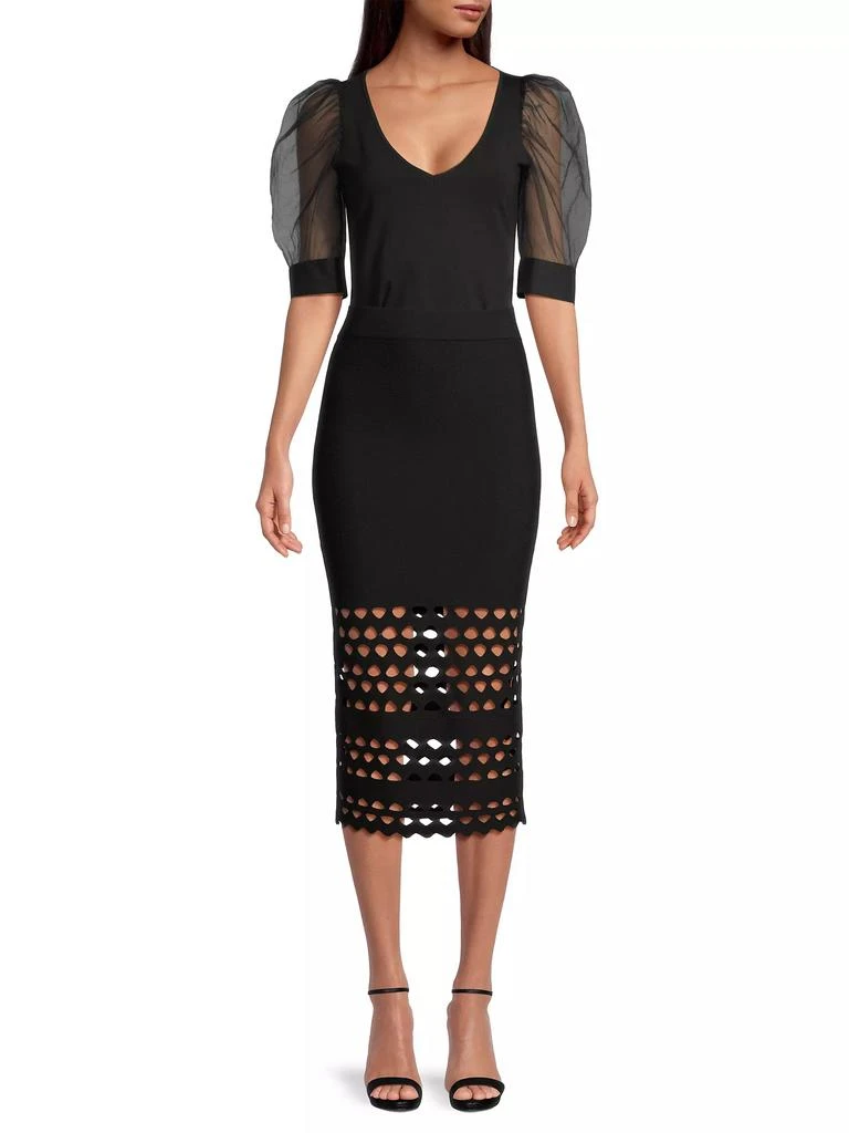 Anne Fontaine Aerial Mesh Puff-Sleeve T-Shirt 2