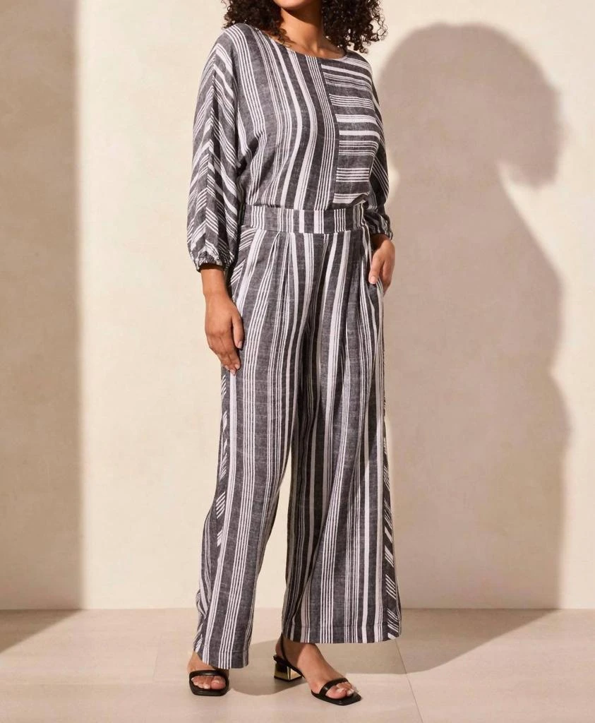 Tribal Pull On Flowy Wide Leg Pants In Black 1
