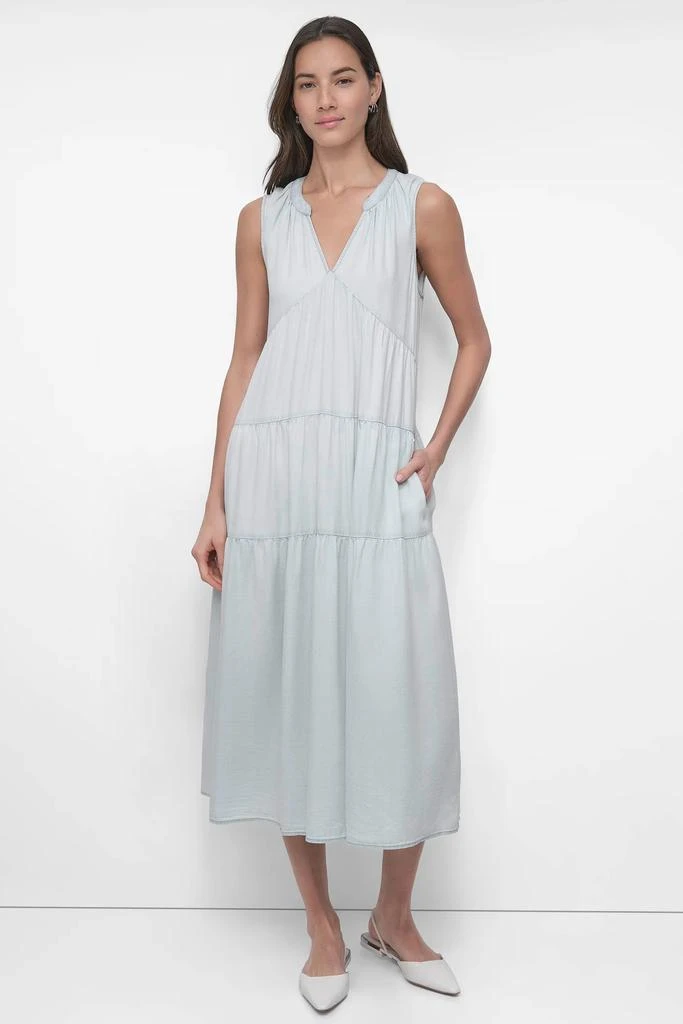 DKNY TENCEL TIERED MIDI SWING DRESS 1