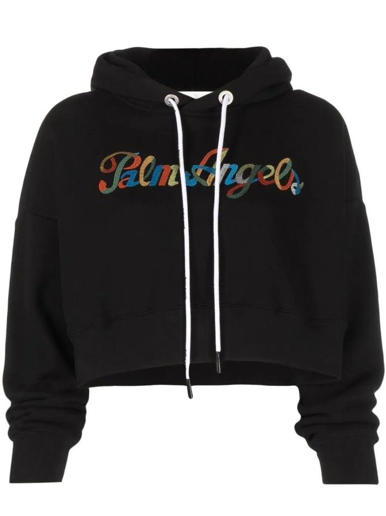 NA Logo print black cropped Hoodie