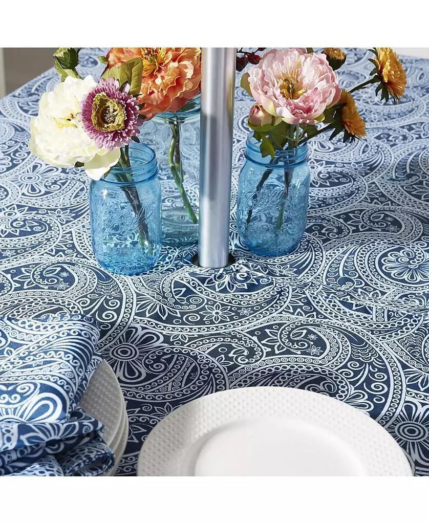 Design Imports Paisley Print Outdoor Tablecloth with Zipper, 60 Round 9