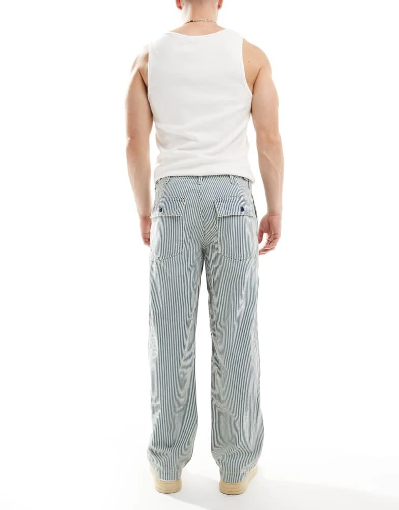 Jack & Jones Jack & Jones Alex baggy workwear jeans in blue stripe 2