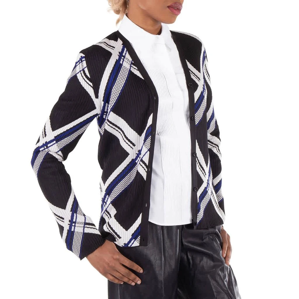 Burberry Check-Jacquard V-Neck Silk Cardigan 2