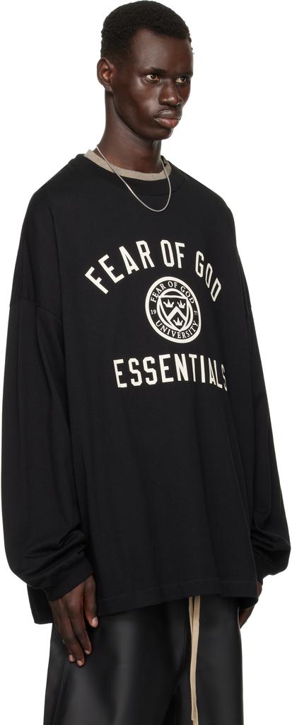 ESSENTIALS Jersey Long Sleeve T-Shirt ロングスリーブ Tシャツ Essentials Black Jersey Long Sleeve T-shirt - T-Shirts