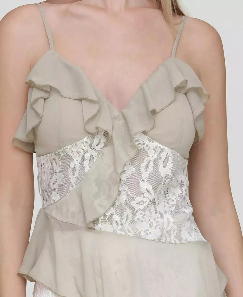 Avec Les Filles Women's Ruffle Lace-Panel Asymmetric Top 4