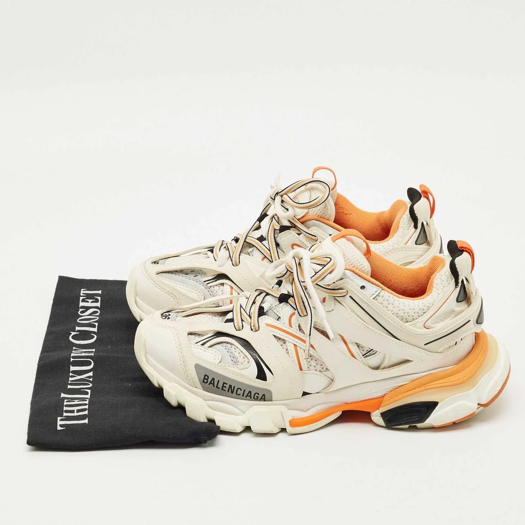 Balenciaga White/Orange Mesh and Faux Leather Track Low Top  display picture 3