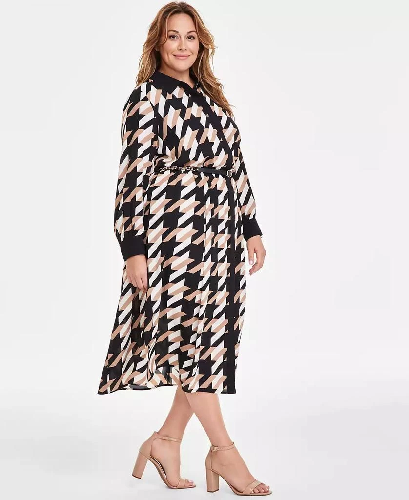Anne Klein Plus Size A-Line Mixed Media Dress 3