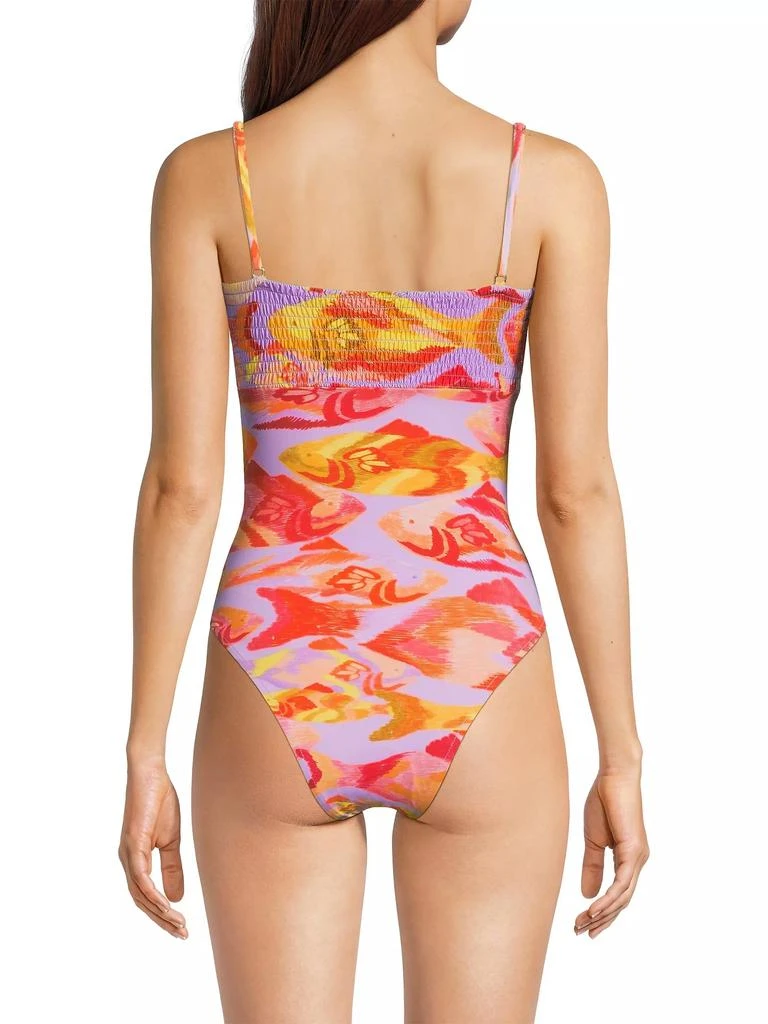 Farm Rio Painted Fishes Knotted One-Piece Swimsuit 5