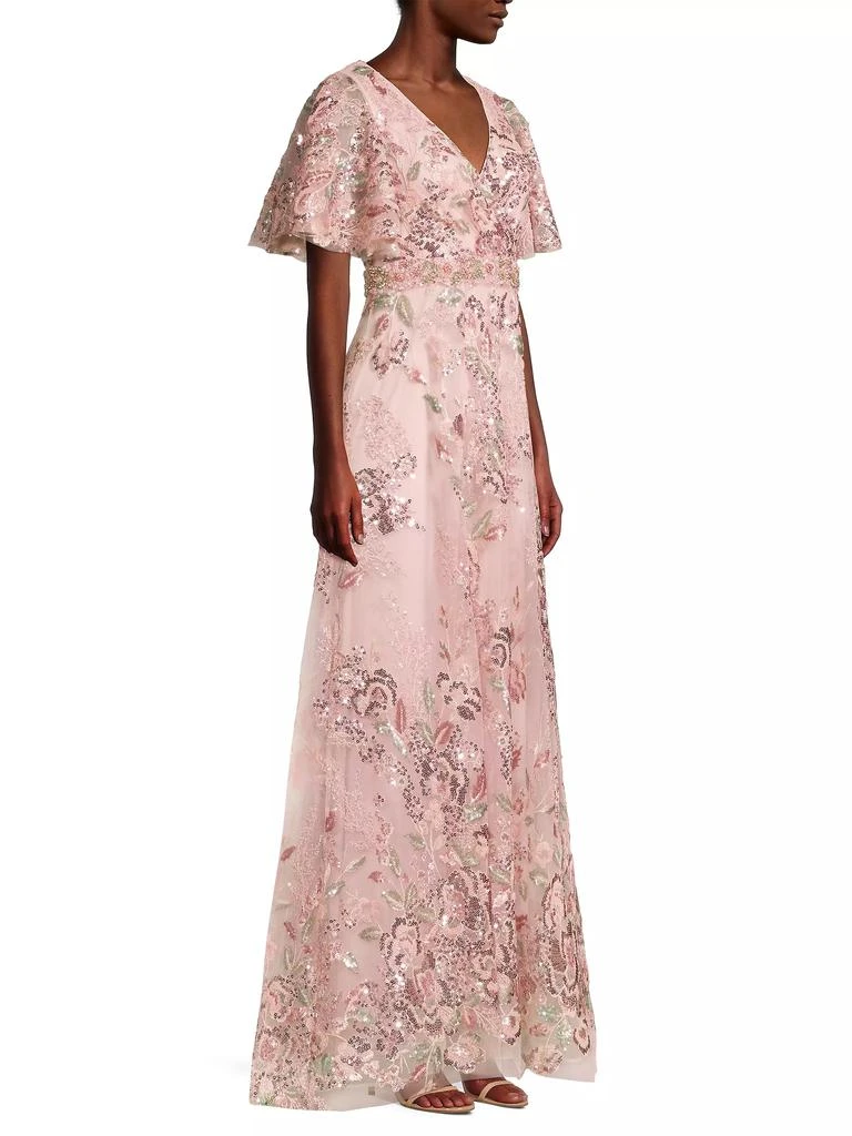 Mac Duggal Flutter Sleeve Floral Gown 4