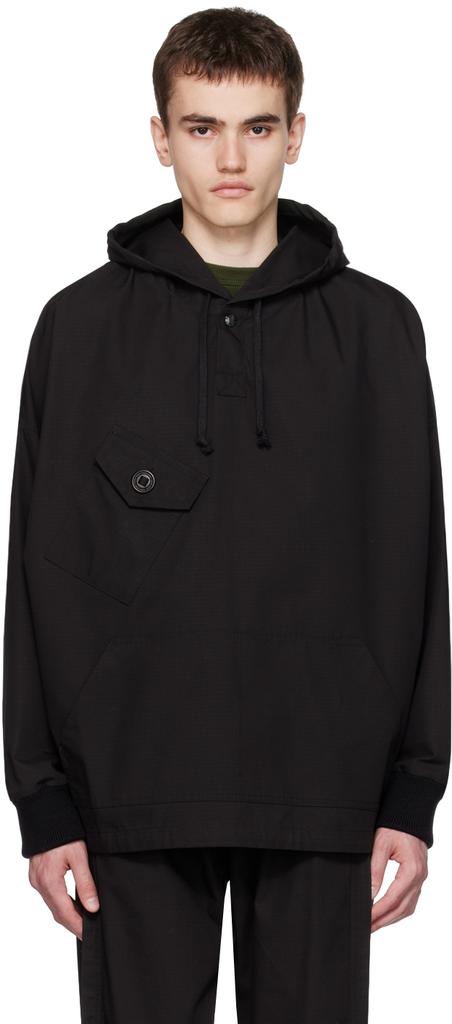 3MAN Black Drawstring Hoodie