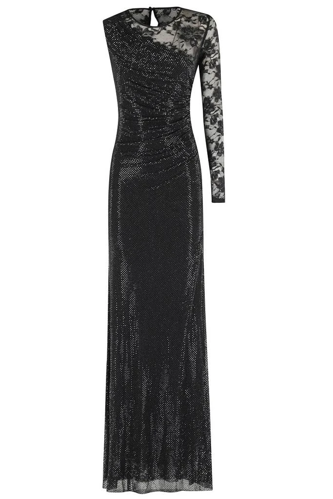 Rhinestone Lace Sleeve Maxi Dress With Draped Front And Side Slit  On Sale  Now with Up to 16% Off | Discover Exclusive Deals & Savings at BeyondStyle   Authentic Self Portrait