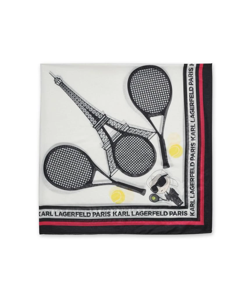 Karl Lagerfeld Paris OVERSIZED SQUARE SCARF WITH RACKET PRINT 3
