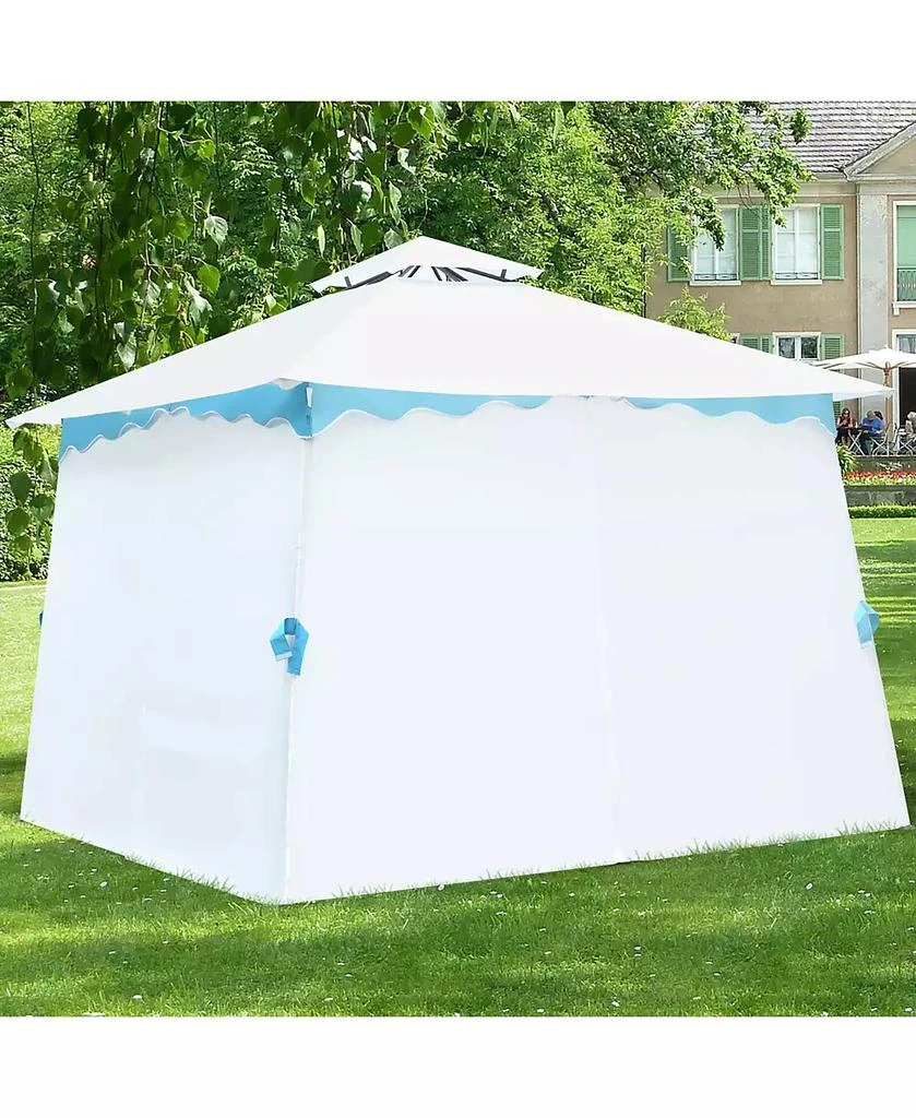 Costway 2 Tier 10'x10' Patio Gazebo Canopy Tent Steel Frame Shelter Awning W/Side Walls 4