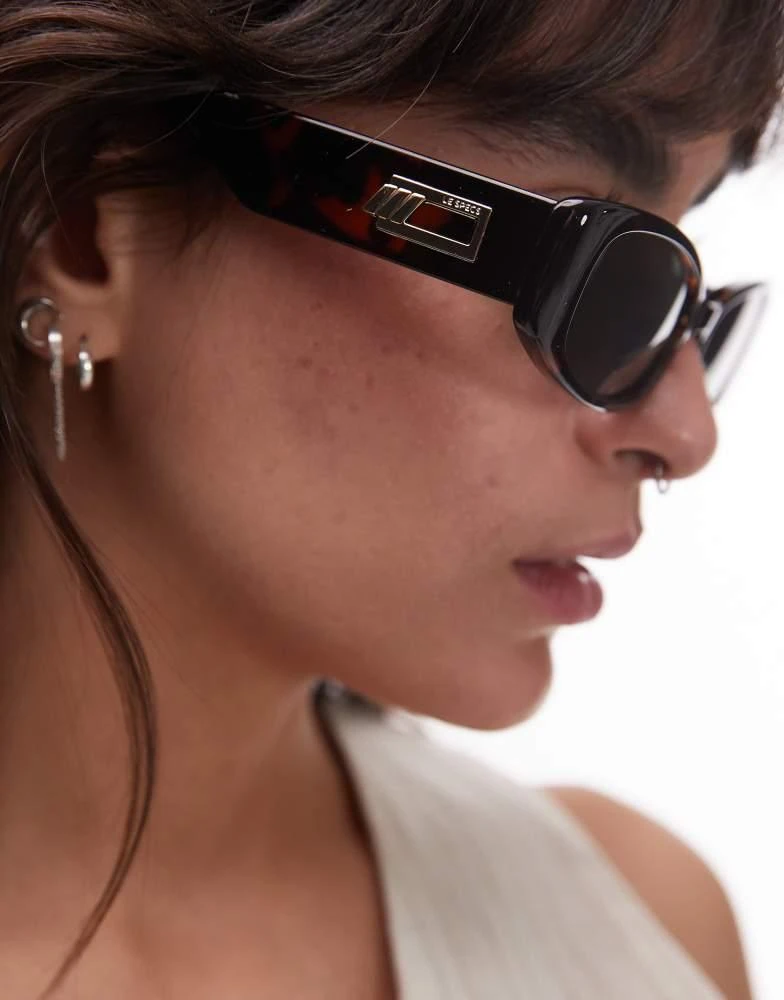Le Specs Le Specs starlight rectangle sunglasses in tortoiseshell with green lens 3