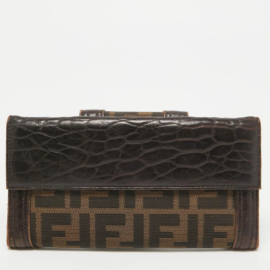 Fendi Fendi Tobacco Zucca Canvas and Leather Spy Continental Wallet 7