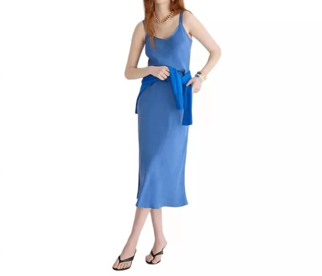 J. Crew Gwyneth V Neck Slip Dress In Blue 1