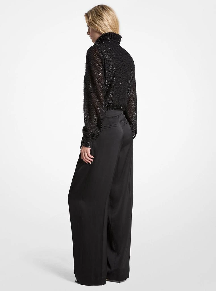 Michael Kors Metallic Clip Jacquard and Satin Tie-Neck Jumpsuit 2