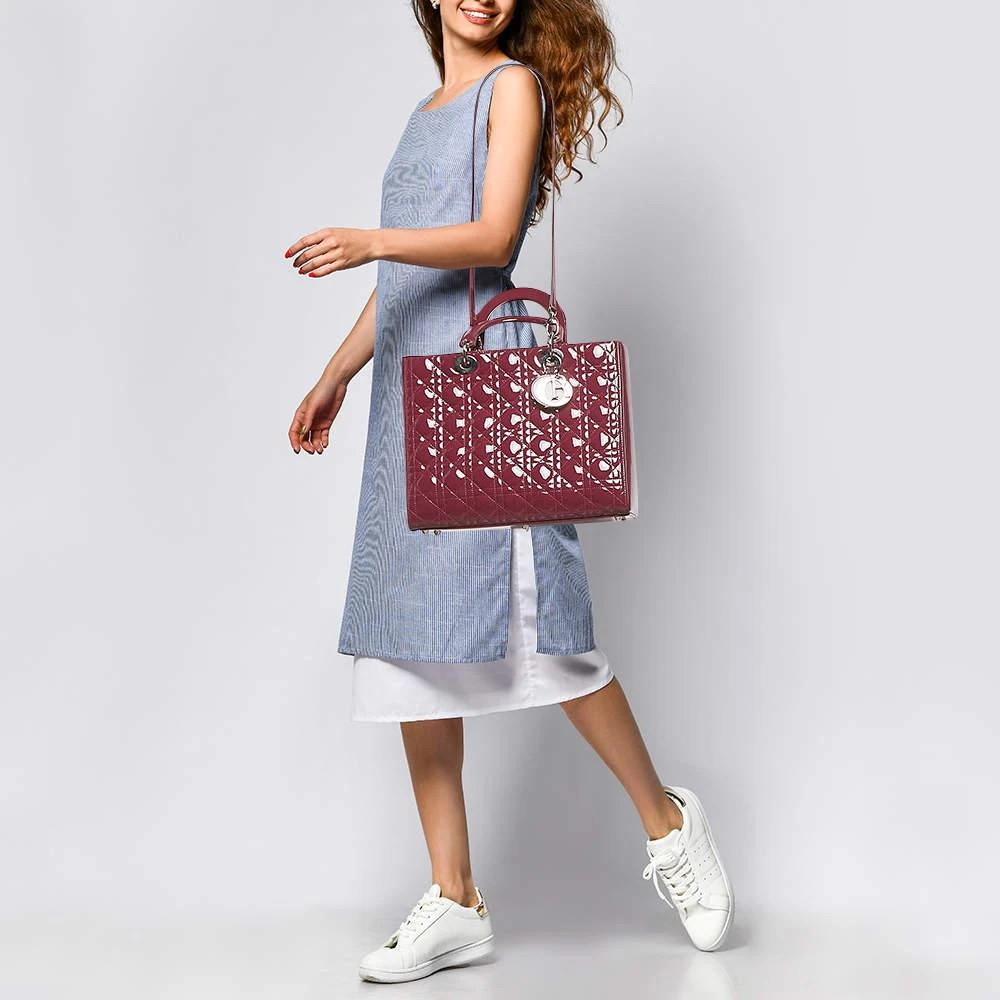 Dior Dior Fuchsia Cannage Patent Leather Large Lady Dior Tote 2