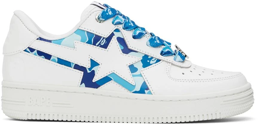 Bape White & Blue STA Icon ABC Camo Sneakers 1
