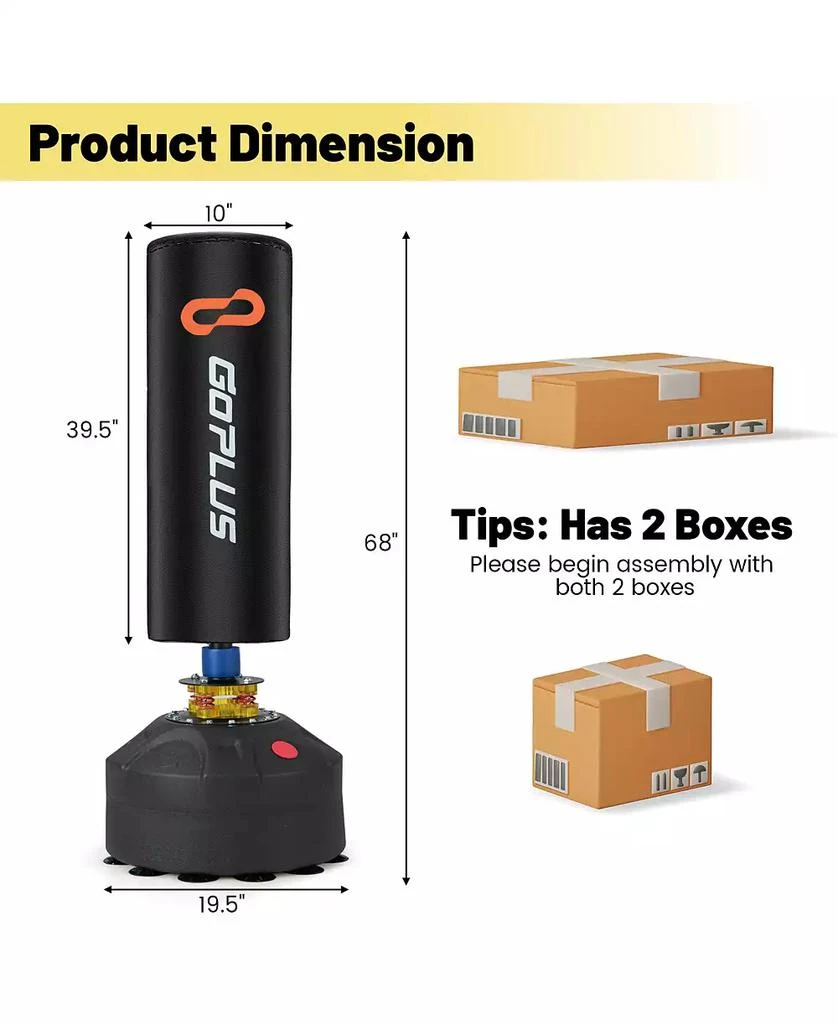 GOUUN Freestanding Punching Bag Kickboxing Bag with Stand and Suction Cup Base 3