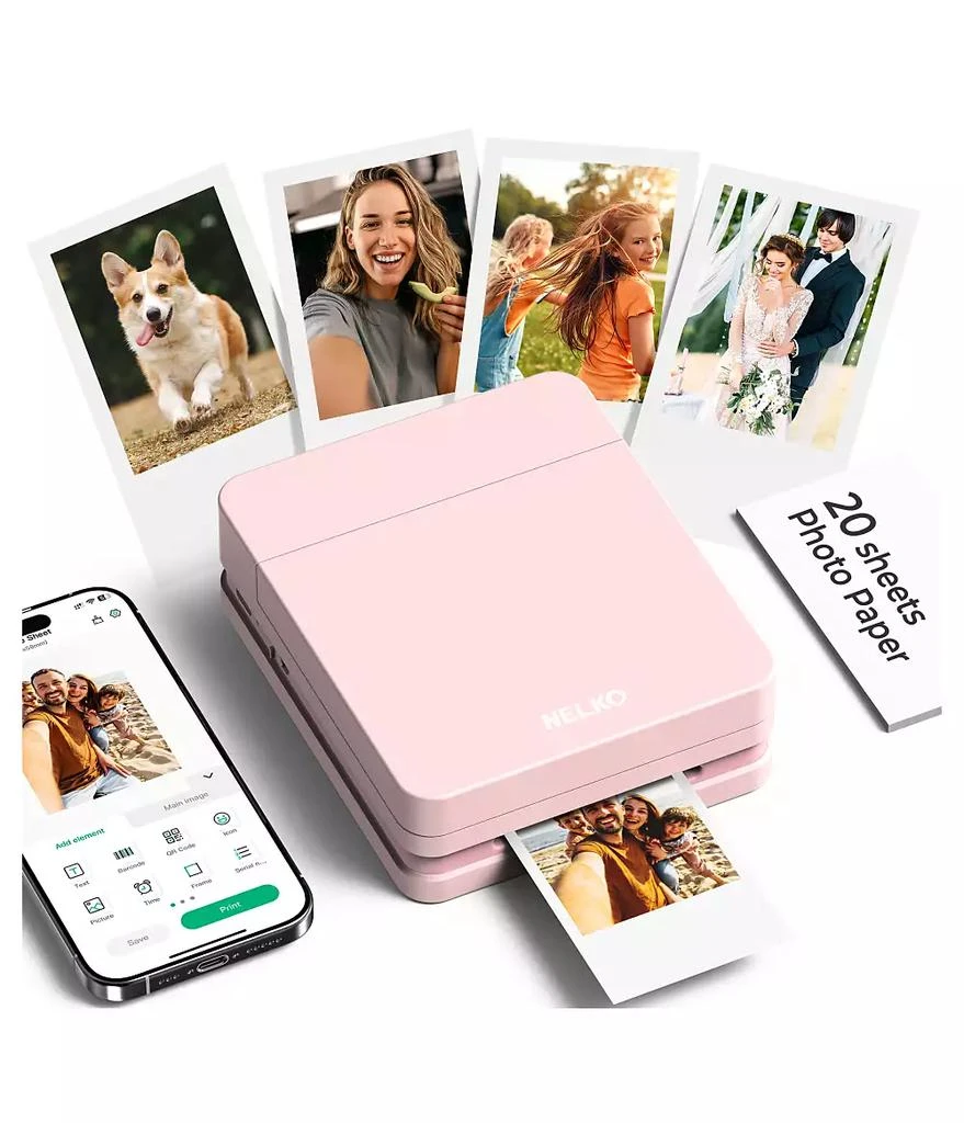 Nelko SWIFINT PP01 Smartphone Instant Photo Printer, Portable Mini Color Wireless Mobile Printer, Bluetooth-enabled for iOS and Android devices