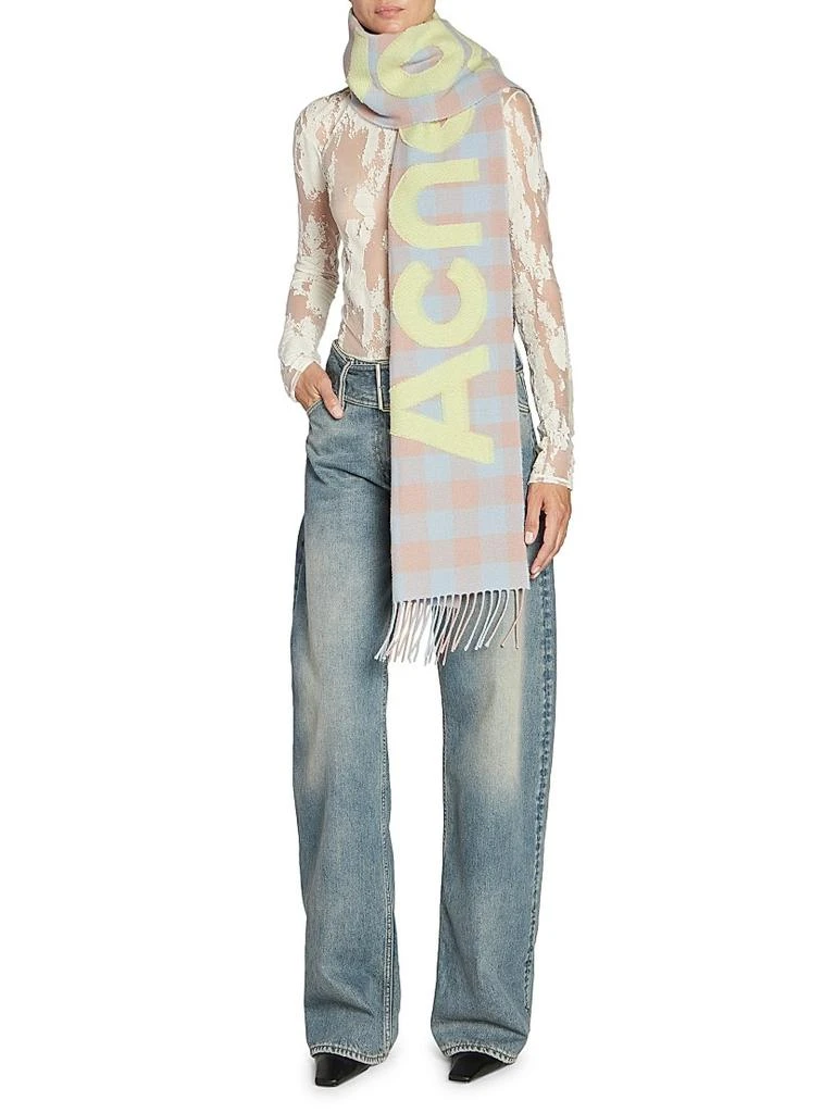 Acne Studios Veda Check Wool Logo Scarf 2