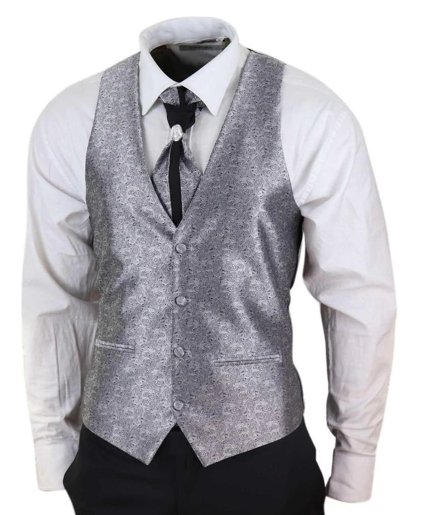 Oliver Tweed Men's 4 PieceBlack Tailored Wedding Suit 3
