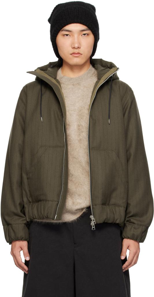 Sacai Brown Chalk Stripe Jacket - Hoodies - Free Shipping