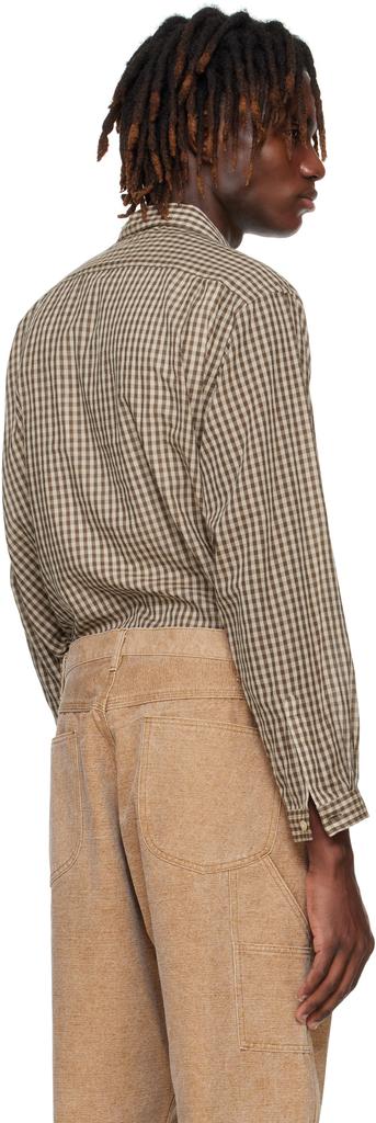 Shop Brown Airy Light Cotton Check P/O Shirt on Sale at