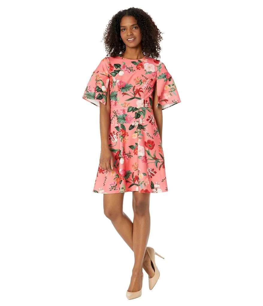 Vince Camuto Scuba Crepe Split Flutter Sleeve Fit-and-Flare 1