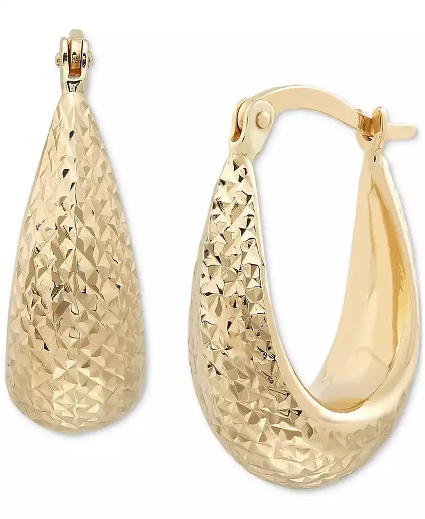 Macy's Graduated Textured Chunky Oval Hoop Earrings in 14k Gold, Created for Macy's
