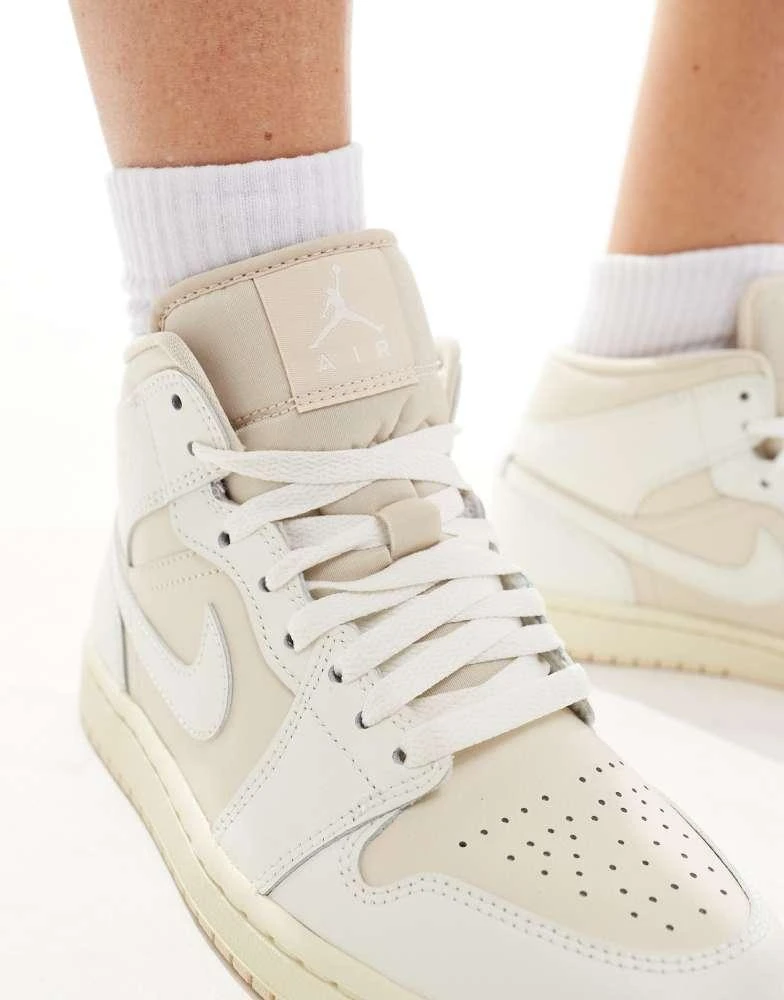 Jordan Nike Air Jordan 1 Mid trainers in off white and stone 3