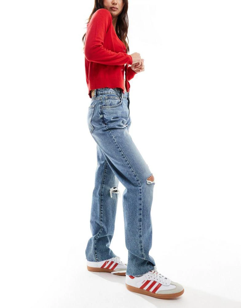 Cotton:On Cotton On original straight leg jeans in lake blue rips 1