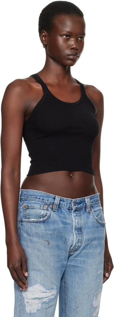 Re/Done Black Hanes Edition Cropped Ribbed Tank Top 2