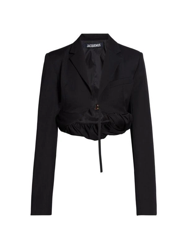 Jacquemus Croissant Linen-Blend Cropped Blazer 5